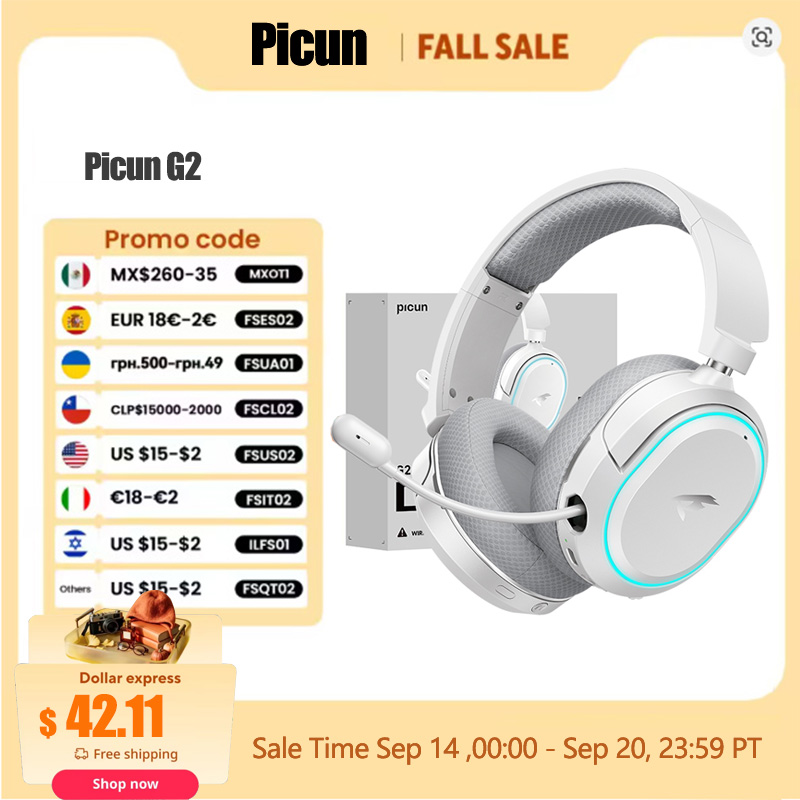 Gaming Headset Rgb - Picun G2 2.4GHz Bluetooth Wireless Gaming